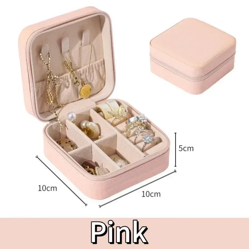 Portable Mini Jewelry Storage Box Travel Organizer Jewelry Case Leather Storage Earrings Necklace Ring Jewelry Organizer Display