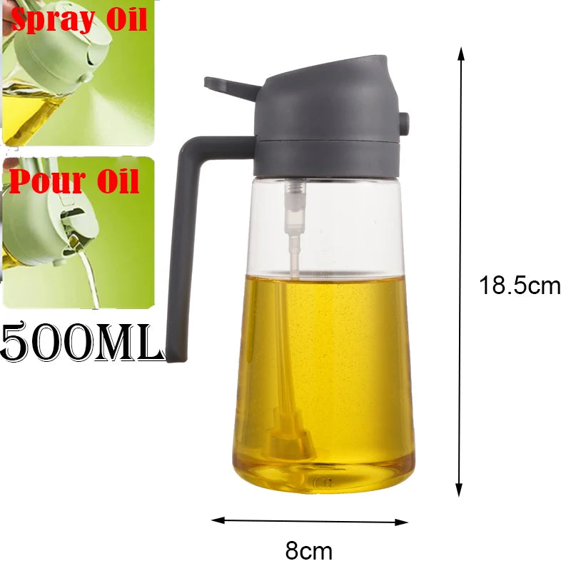 2in1 500ml Plastic Kitchen Oil Sprayer Spray Oil Olive Spray Bottle for Oil Dispenser BBQ Baking Roasting Picnic Kitchen Tool