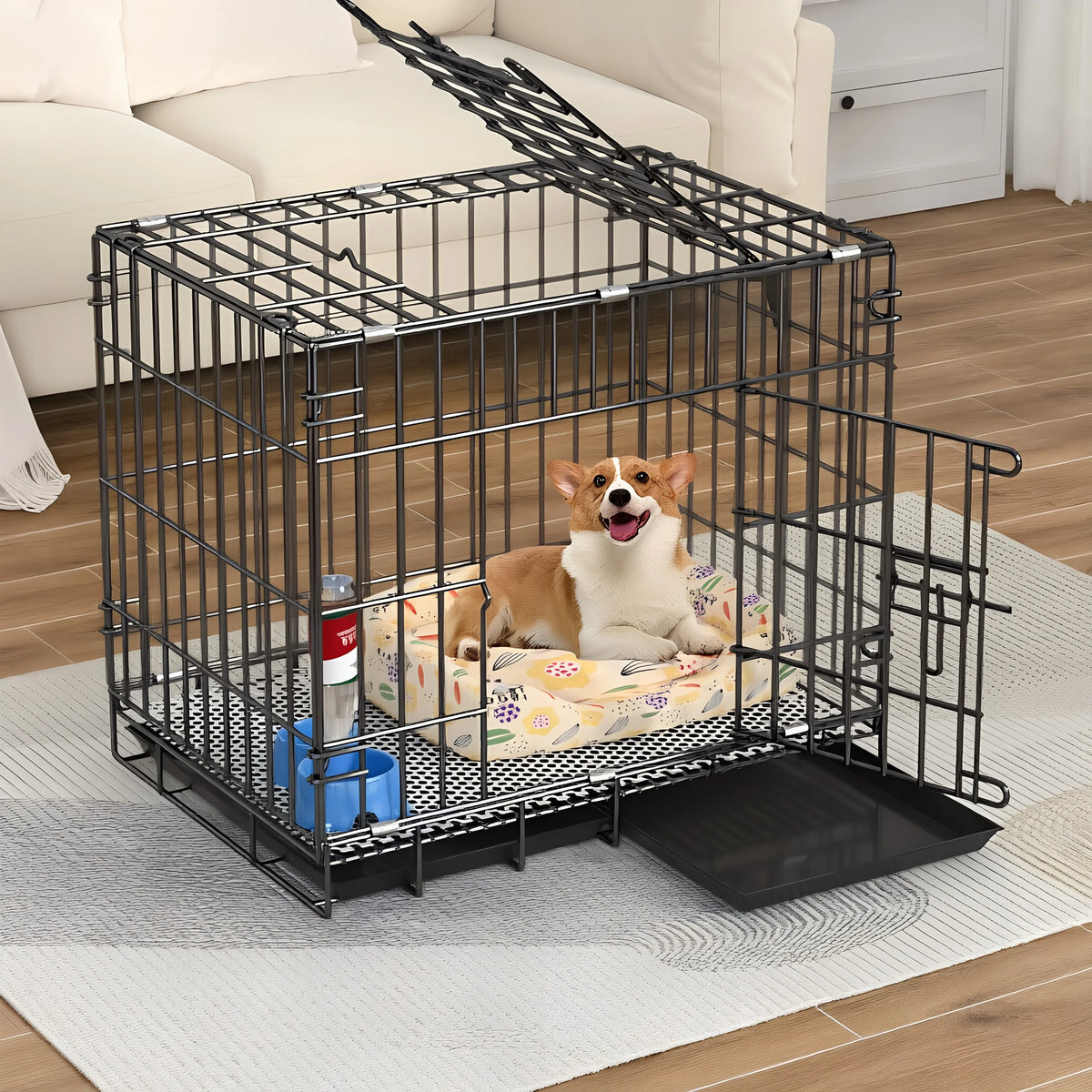Foldable Pet Dog Cage Crate for Home and Car Use