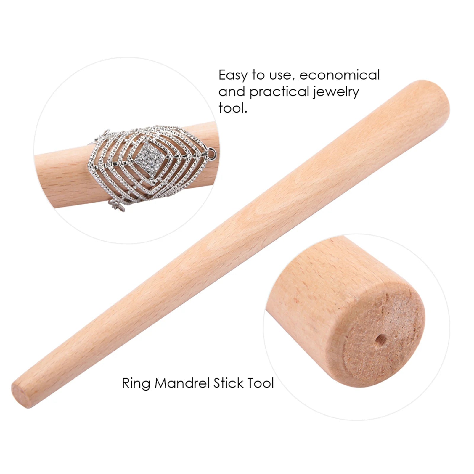 Wood Mandrel Stick Tool for Finger Ring Jewelry Making and Rings Forming Polishing for Jeweler