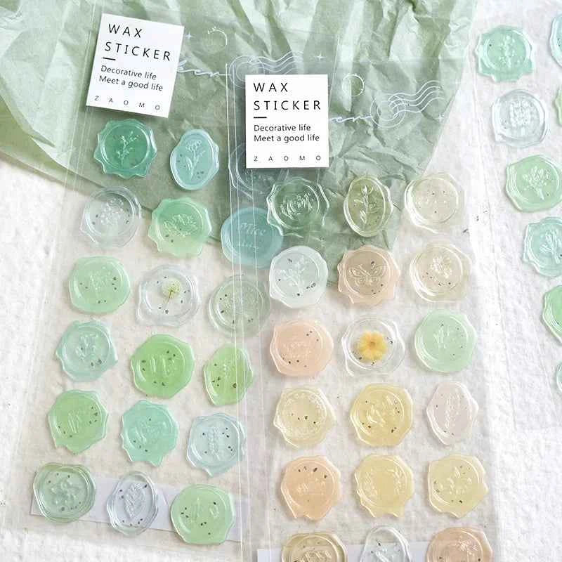 18pcs, Vintage Wax Seal Stamp Stickers, DIY Scrapbooking Journal Planner Decorations Stationery Envelope Sealing Tags