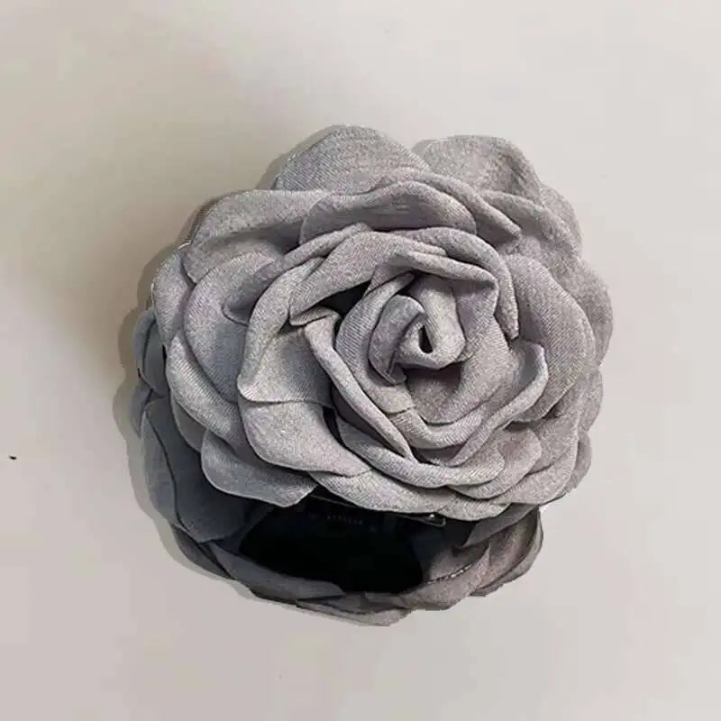 9cm Large Flower Hair Barrettes French Crab Claw For Women Hair Accessories Korean Back Of Head Shark Clip Girls Gifts