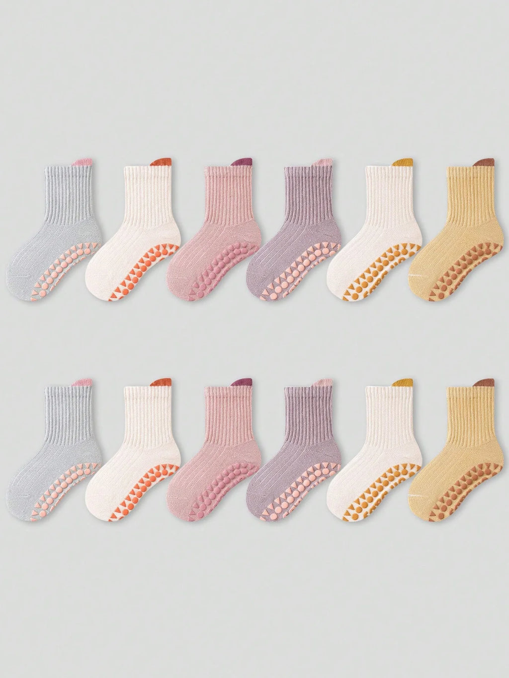 6 Pairs of Baby Floor Socks, Newborn Non-Slip Dotted Socks, All-Season Baby Loose-Top Cartoon Soft-Soled Indoor Socks for Girls and Children