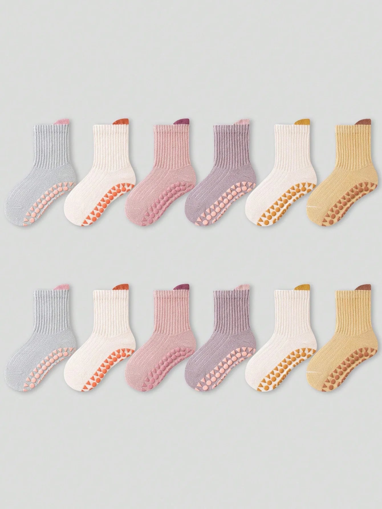 6 Pairs of Baby Floor Socks, Newborn Non-Slip Dotted Socks, All-Season Baby Loose-Top Cartoon Soft-Soled Indoor Socks for Girls and Children