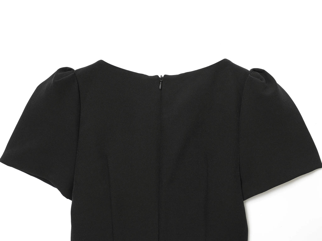 KONDALA Sexy Chic Black Party Dress Short Sleeve Pad Shoulder Mini Dress Fashion 2026 Spring Evening Club Elegant Women Dress