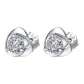 Genuine 925 Sterling Silver Fshion Jewelry Crystal Heart Stud Earrings For Women New XY0208