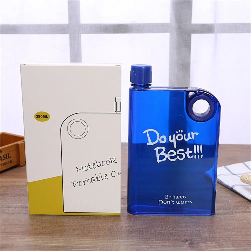 380ml Transparent Flat Water Bottle Plastic Travel Bicycle Drinking Juice Cup Reusable Portable Bottle BPA-free Sports Kettle