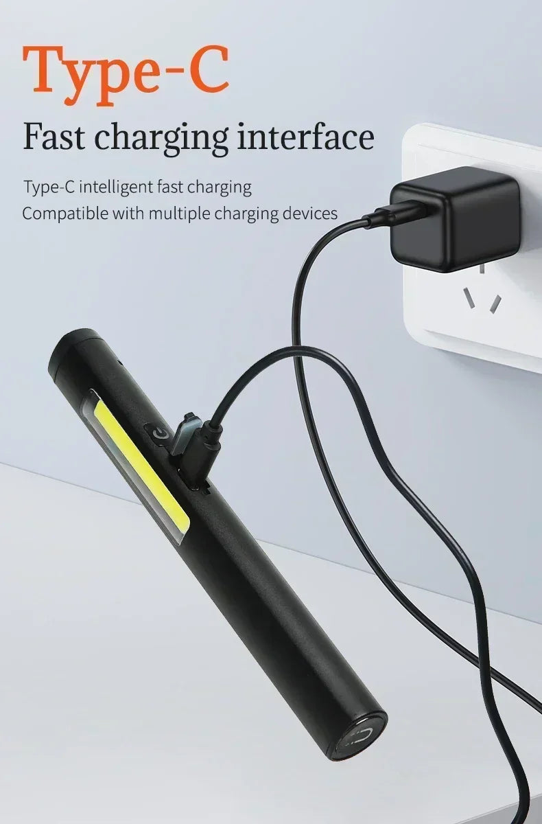 Mini USB Rechargeable LED Flashlights Portable Pocket Pen Clip light for Work Emergency Outdoors Waterproof Lantern with Magnet