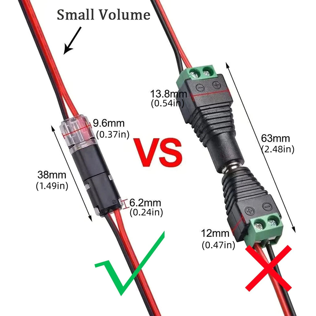 10/20pcs Double-Wire Plug-in Connector with Locking Buckle-Pluggable LED Wire Connectors 2 Pin 2 Way Electrical Wire Connector