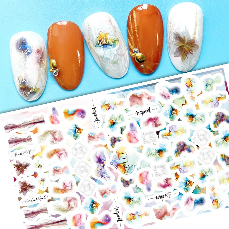 3D Dandelion Peach Blossom Maple Leaf Nail Sticker Nail Art Decoration Color Flower Nail Decal Nail Art Supplies Nail Parts