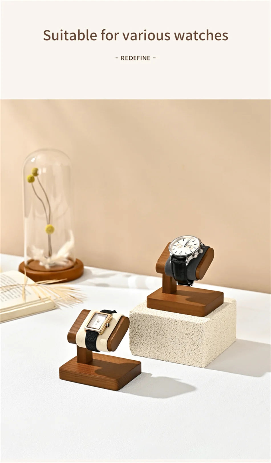 Oirlv Wooden Jewelry Organizer Bracelet Watch Display Stand Jewelry Storage Holder Watch Rack Watch Display Props For Showcase