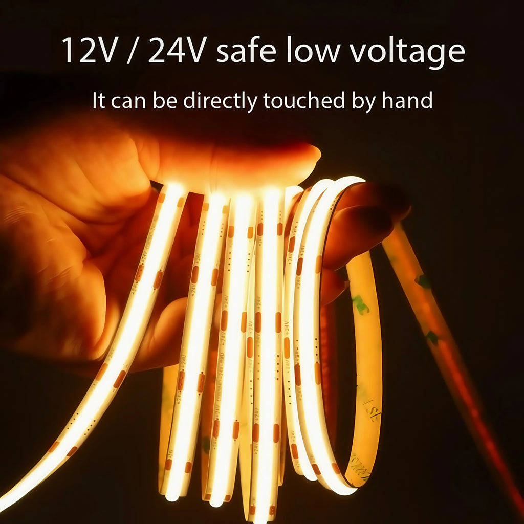 DC 12V 24V FOB COB Strip 320Leds/M High Density RA90 White 3000K 4000K 6000K IP20 Flexible Ribbon Rope LED Light