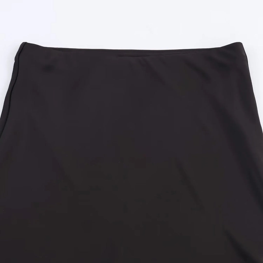 SAW Independent Station Sexy Lace Patchwork Satin Feel Mini Skirt Autumn Fashion Trendy Polyester Fiber Long A-Line Skirt