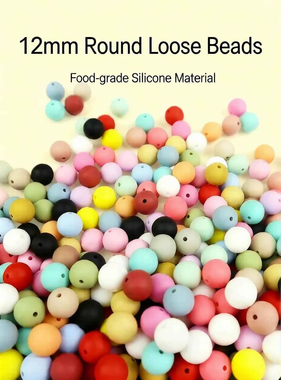 12mm Siilcone Round Beads 100/50/20Pcs For Jewelry Making To Make Bracelets DIY Keychain Necklace Jewelry Accessories BPA Free