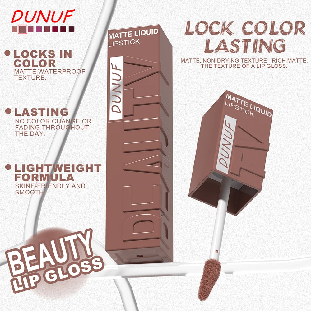 Matte Velvet Lipstick Lip Gloss Waterproof Smooth Long-Lasting Non-sticky Non-transfer Deep Red Nude Y2K Daily&Party Makeup Gift