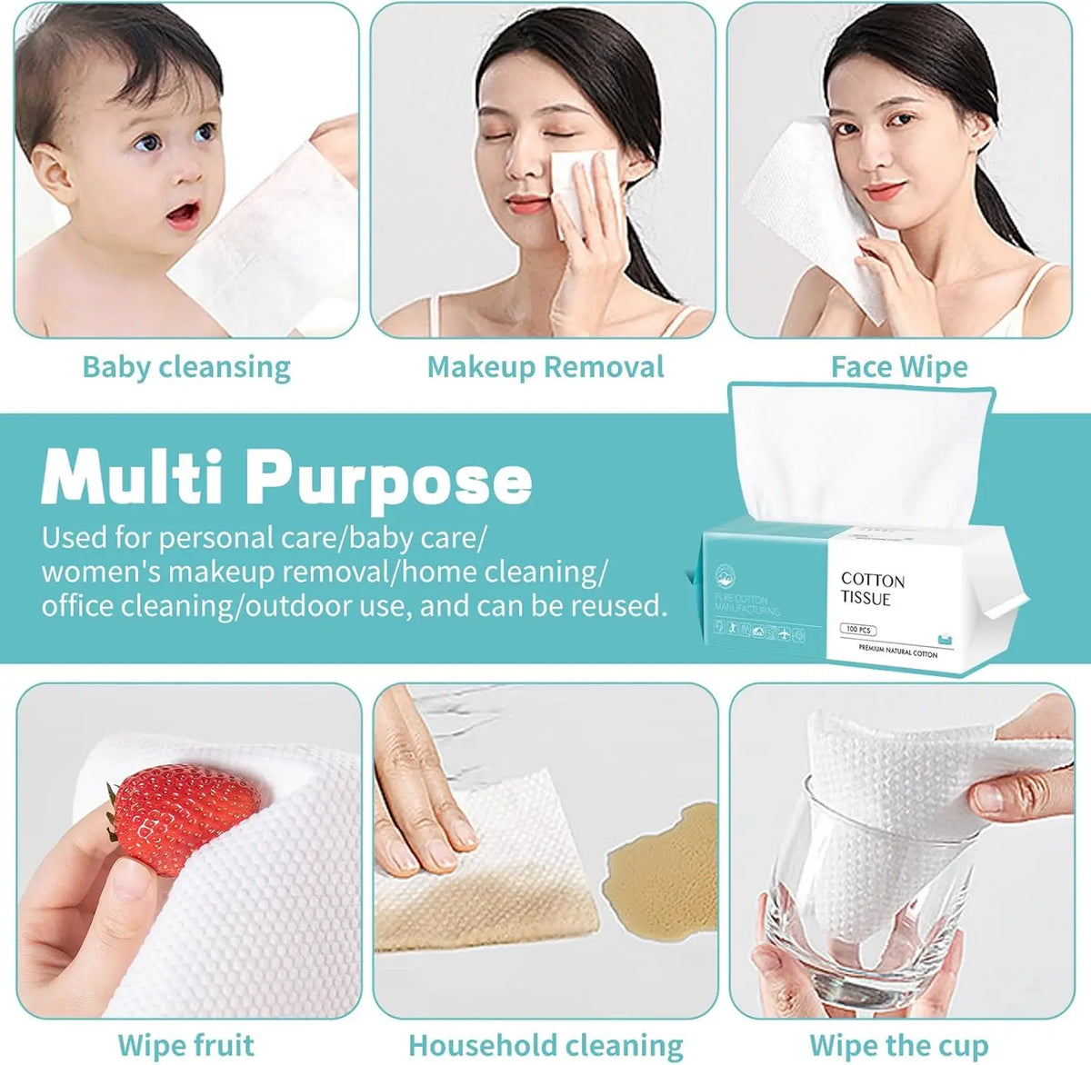 Disposable Cotton Facial Towels For Sensitive Skin