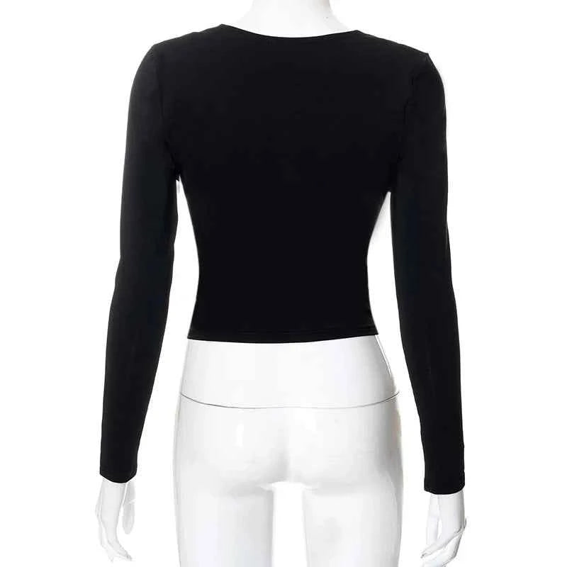 Backless Short Sleeve Blue Y2K Crop Top Women Casual O Neck  Summer T Shirts Sexy Vintage Cut Out