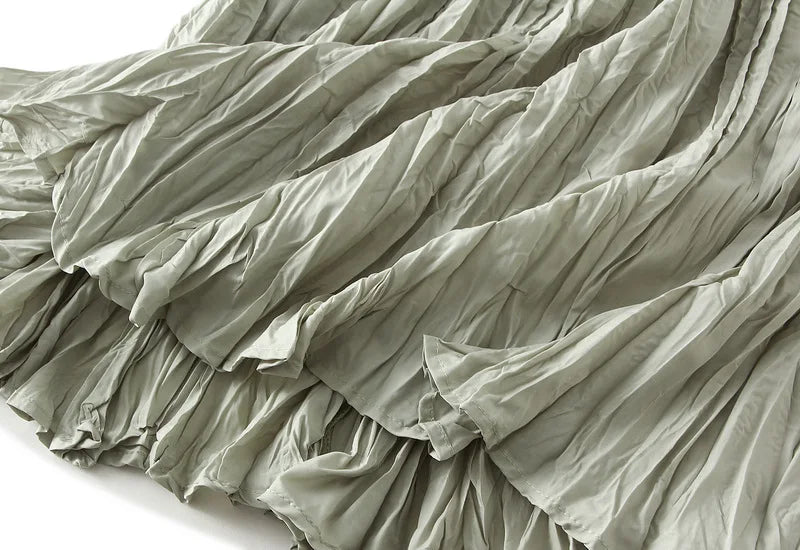 Light Luxury Irregular Slimming Pleated  A-line Skirt for Women High Waist Solid Color Loose Fashion Skirts Casual  Spring New