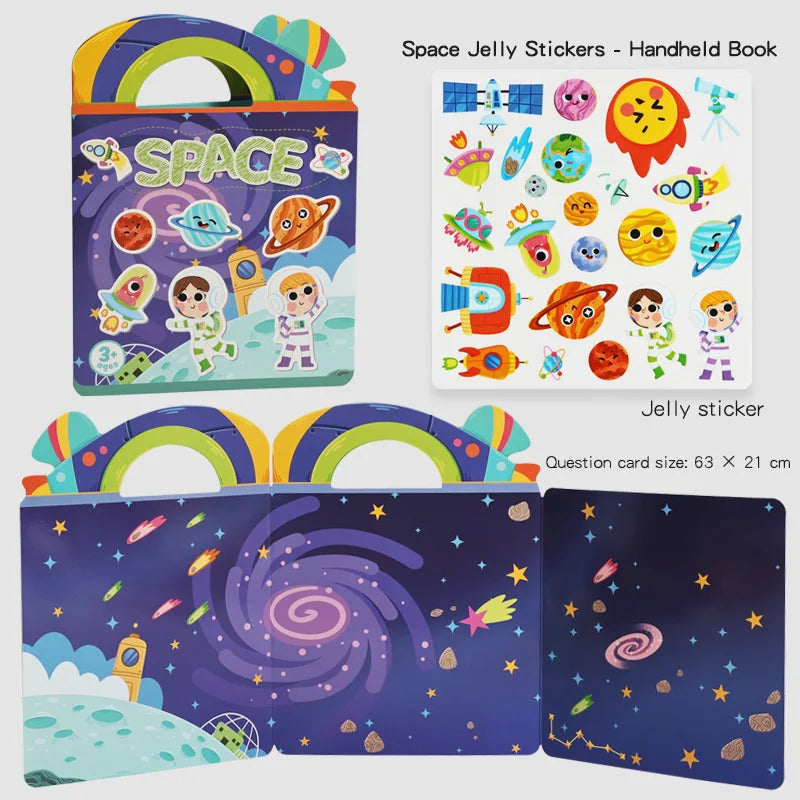 Kids' DIY Creative Jelly Sticker Book Reusable Portable Quiet Busy Paste Sticker Toy for Children