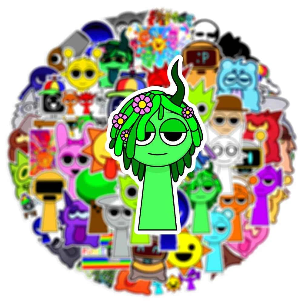 10/30/50PCS Sprunki Stickers Funny Music Game Sticker Toys Decals DIY Phone Luggage Laptop Skateboard Guitar Bike Car