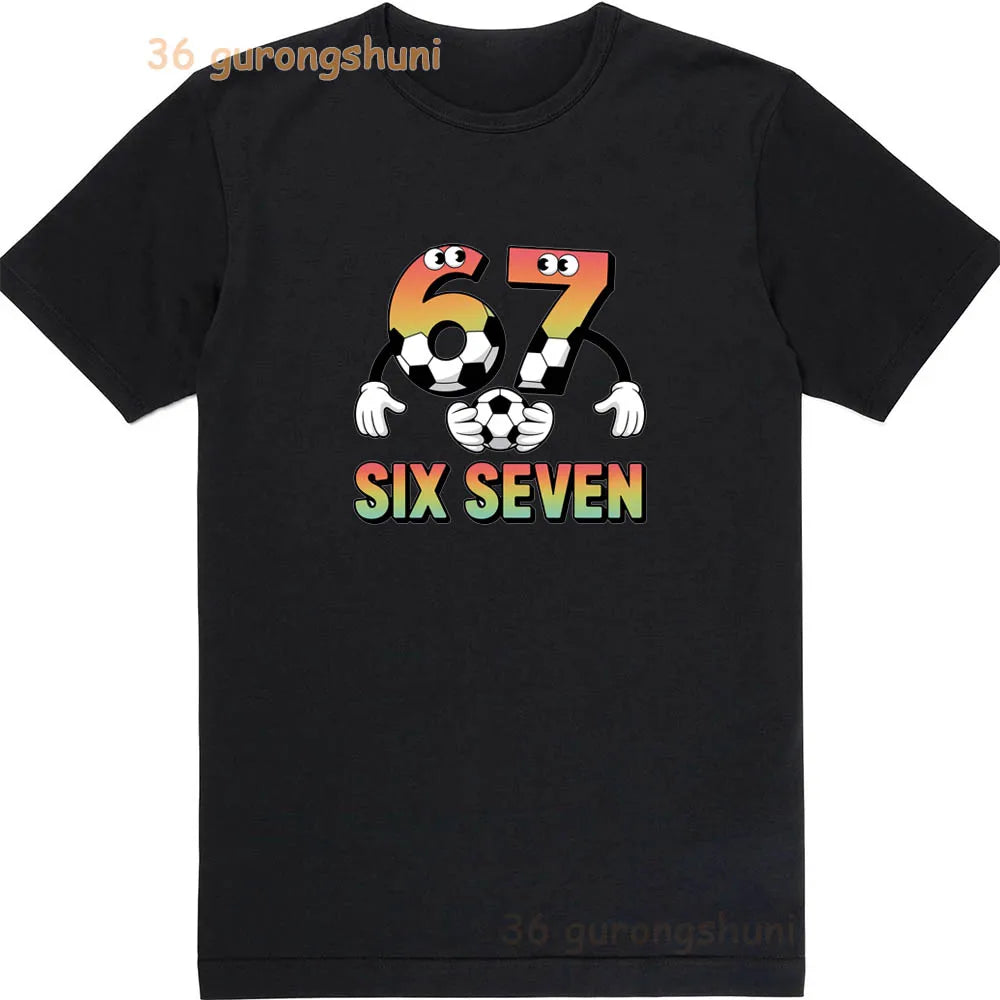 Children 67 print Clothes Kids black T Shirt For Boys Shirts baby T-shirts 6 7 summer Tops For Girl clothing boy Short Sleeve