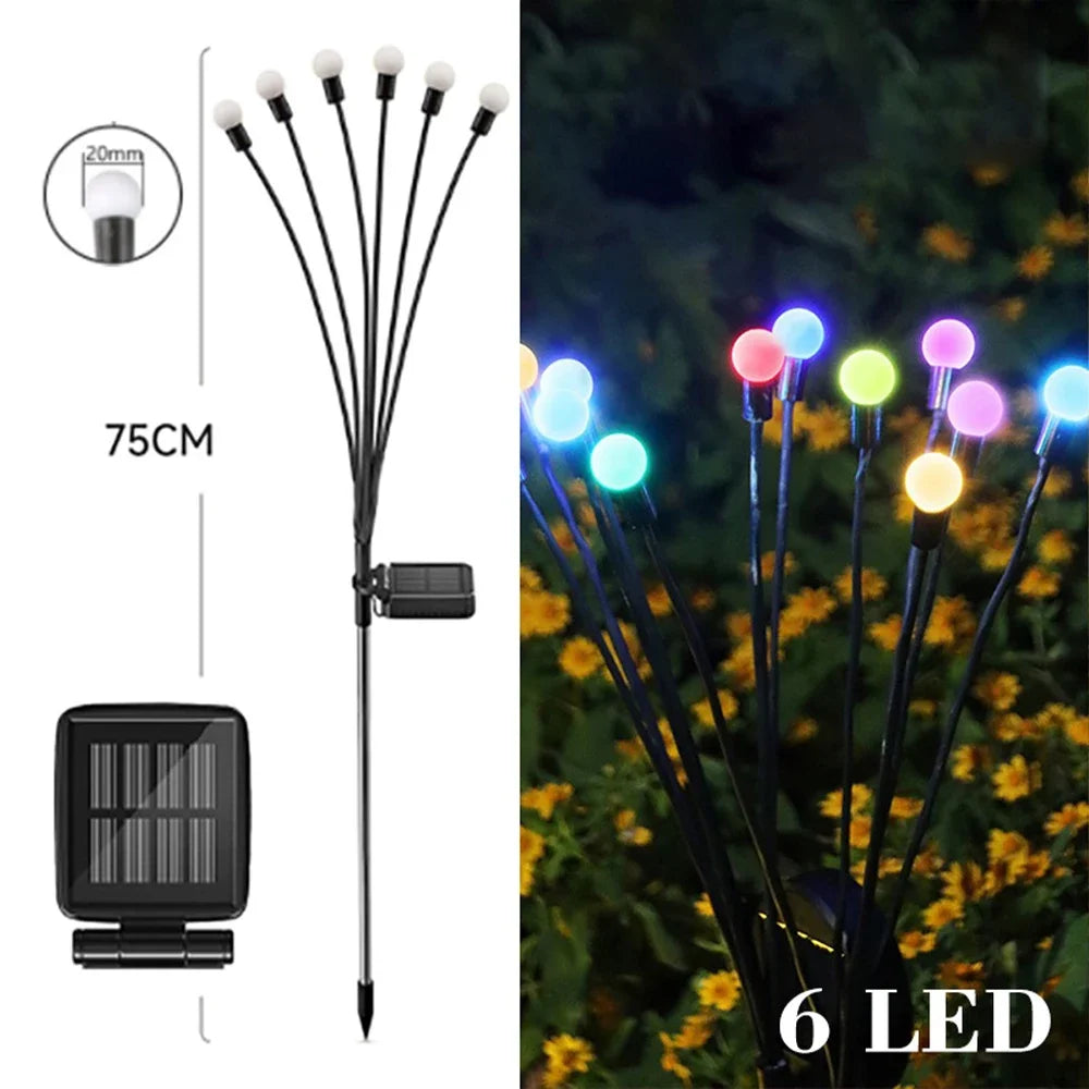 6/810 LED Solar Garden Lights Powered Firefly Lights Outdoor Waterproof Vibrant Garden Lights for Patio Pathway Decoration,Warm