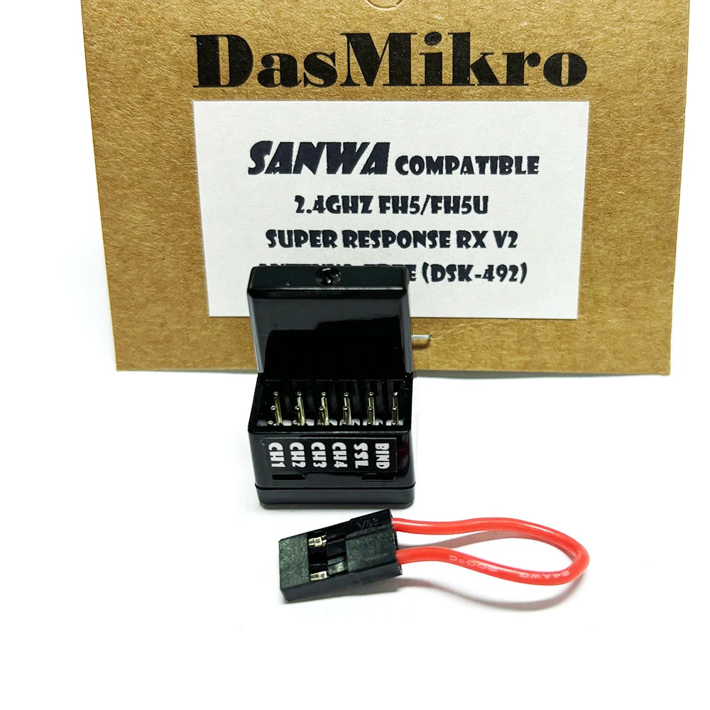 DASMIKRO DSK-492N FH5 COMPATIBLE ANTENNA-FREE RECEIVER V2 FOR SANWA FH-5 M17 M17S MT-5 MT-R FHSS-5