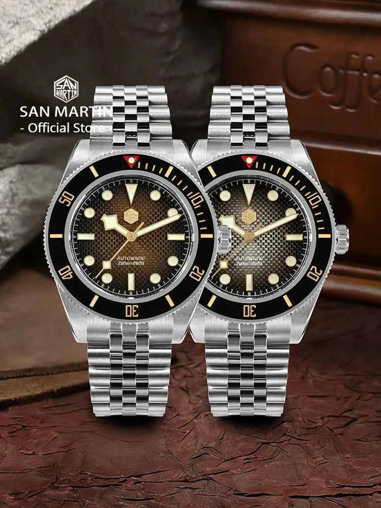 San Martin New 40mm BB Diver Watch Top Brand Classic Mens Watches NH35 Automatic Mechanical Sapphire Waterproof Reloj SN0128