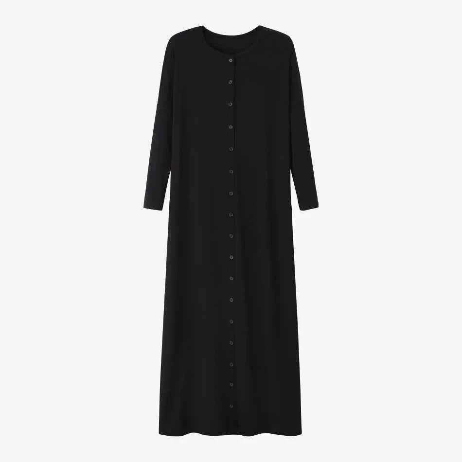 AS SS26 summer loose style button dress comfortable ribbing fabric dress o-neck lady clothes