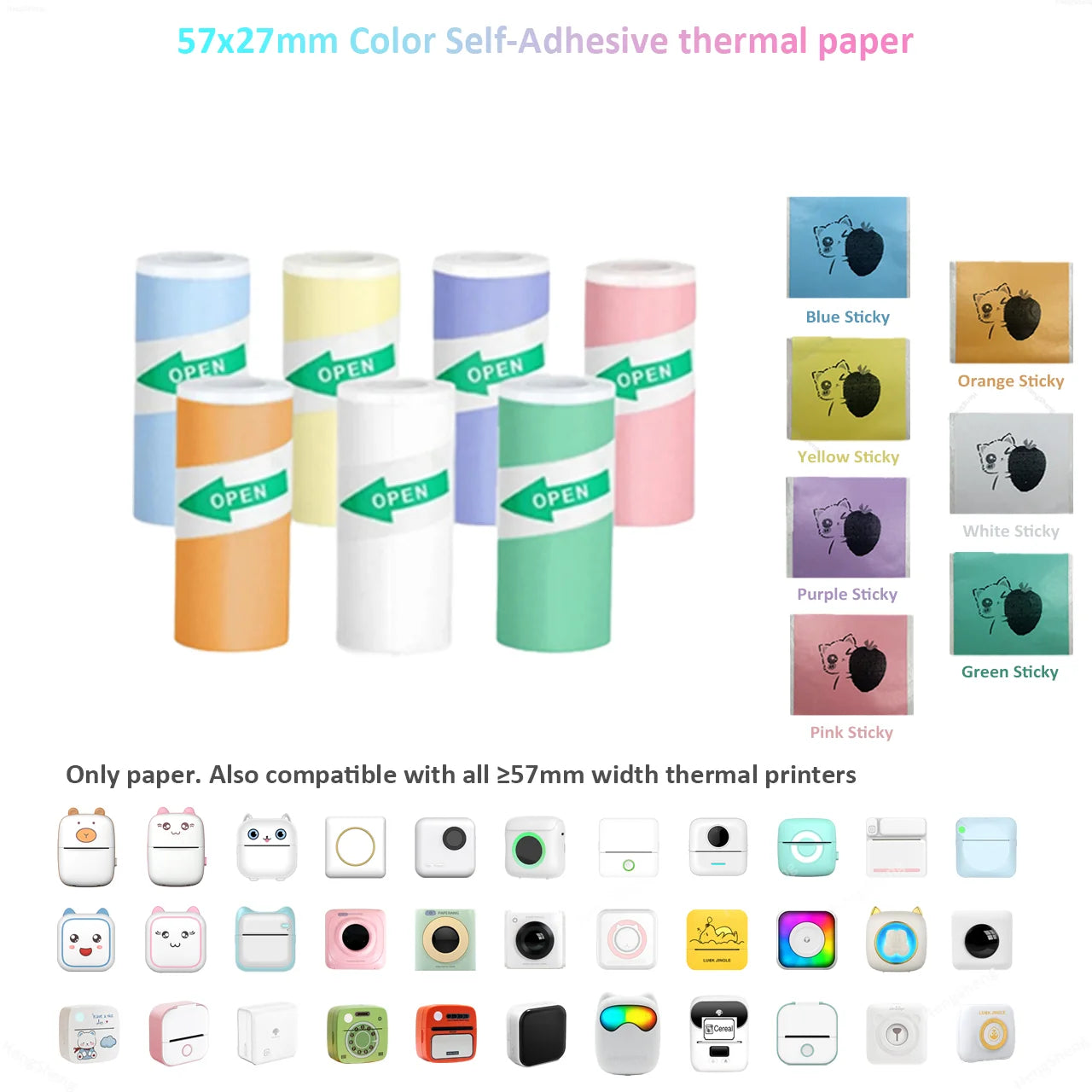 Thermal Portable Printer Mini Pocket Print Photo Thermal Label Printers With 57mm Printing Wireless BT Android And iOS Printers