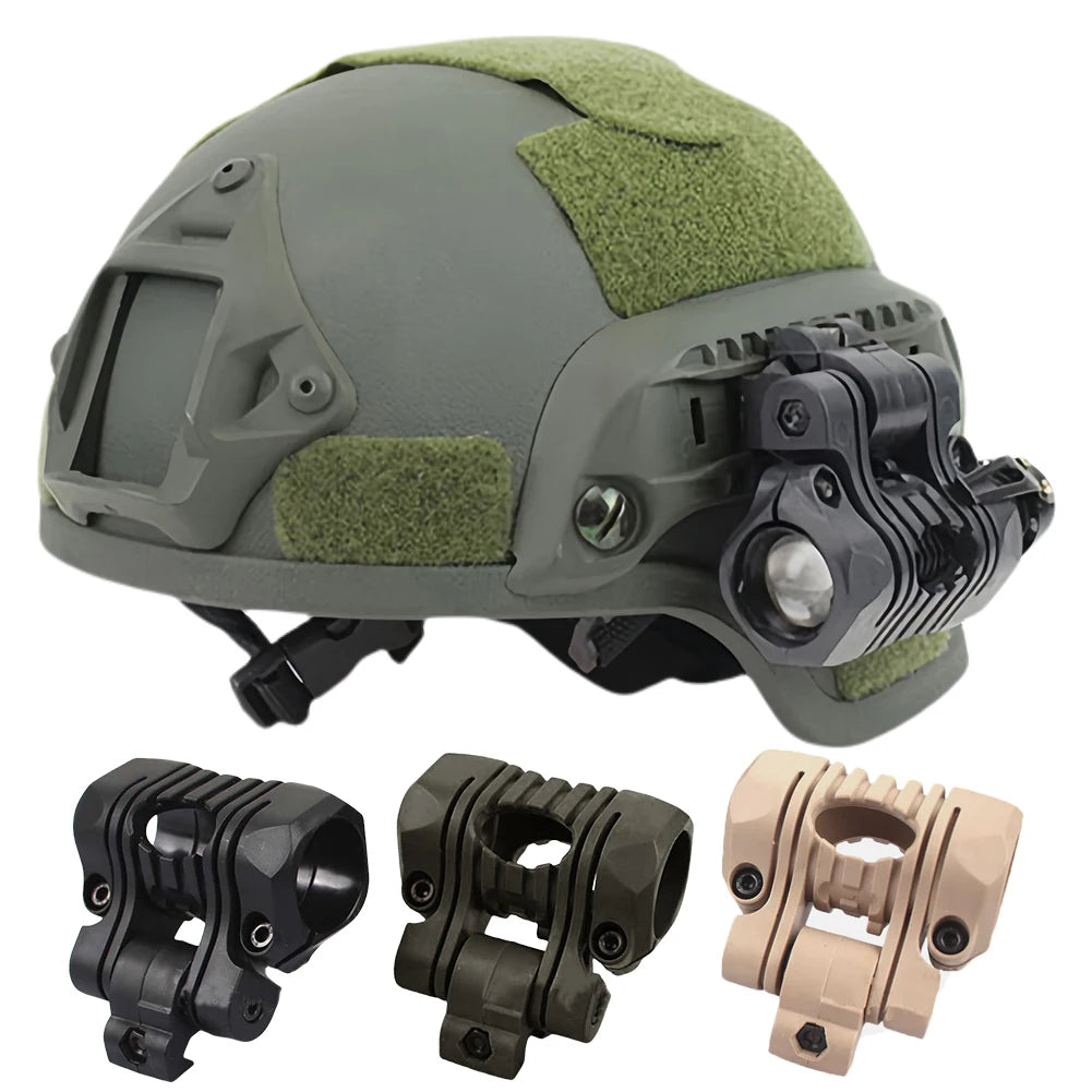 BOOIU Tactical Helmet Flashlight Holder 25mm Multi-Angle Led Flashlight Clip Fast Helmet Accessories Mount Side Rail With Wrench