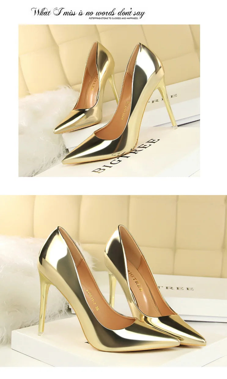 BIGTREE Shoes Classic Pumps Patent Leather Women Pumps Fashion Women Wedding Shoes High Heels Stiletto 10.5 Cm 7.5 Cm Lady Shoes