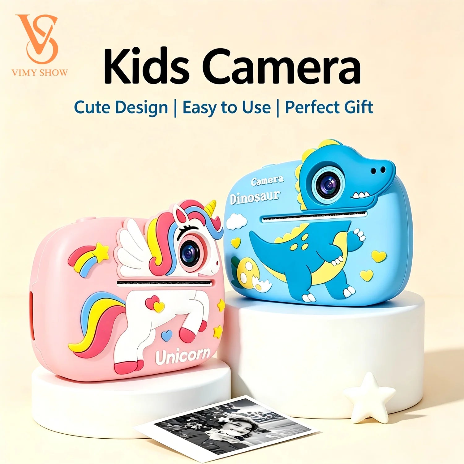 Kids Camera Instant Print 1080P HD Toddler Digital Video Camera 2.4-Inch Toy for Girls Boys Age 3-12 Christmas Birthday Gift