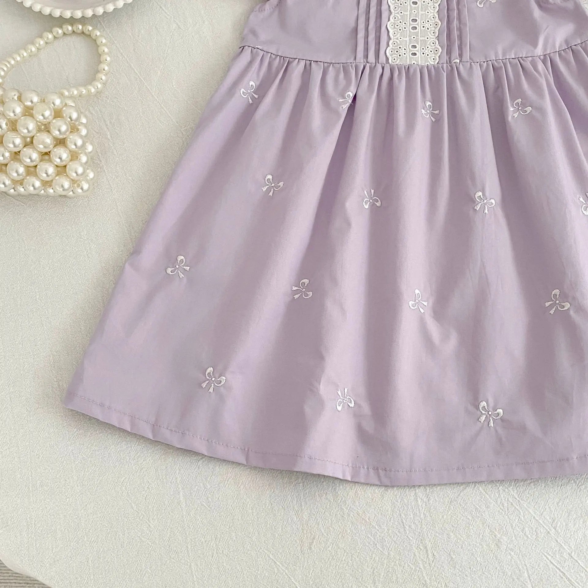 2026 New Summer Sister Clothing 2-6Yrs Kids Princess Flutter Sleeved Dresses Cotton Embroidery Baby Birthday Party Dress