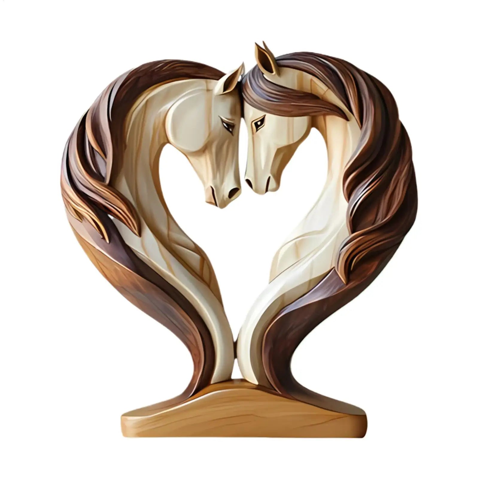 Horse Statues Home Decor 2D Wood Horse Room Decor Snuggle Pose Animal Sculpture for Workplace Exhibition Hall Shelf Living Room