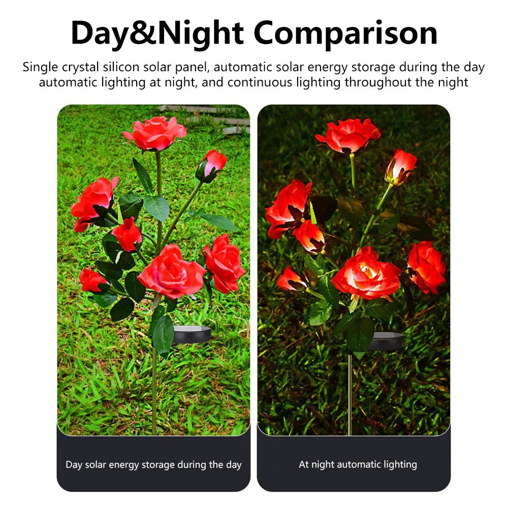 Solar Garden Lights Outdoor Decor Solar Lights with Rose Flowers Light, Solar Powered Lawn Lights for Garden Landscaping lights