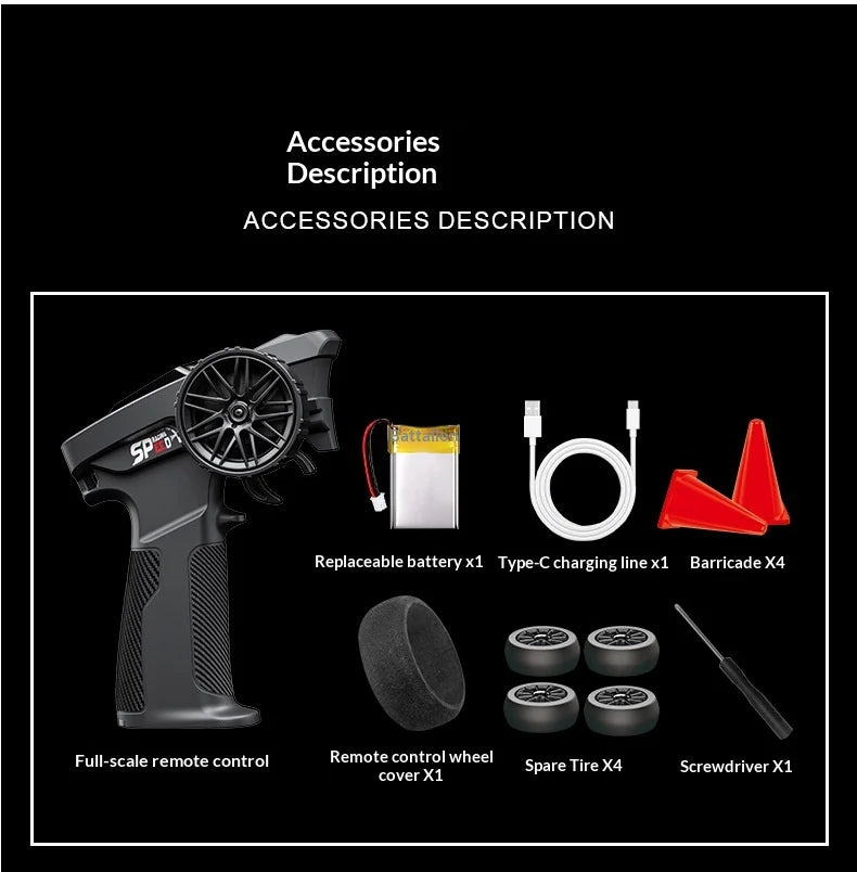 Mini Alloy RC Car 1:43 High-Speed Drifting Sports Car Boys Toy Four-Wheel Drive Simulation Race Car Remote Control Vehicle