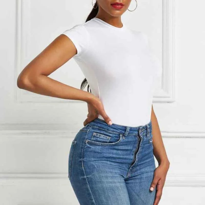 Women's Tops Summer Bodysuit Daily Irregular Breathable Fashion Lady Jumpsuit Top Sexy T-shirts Solid Color Bottom Layer Shirt