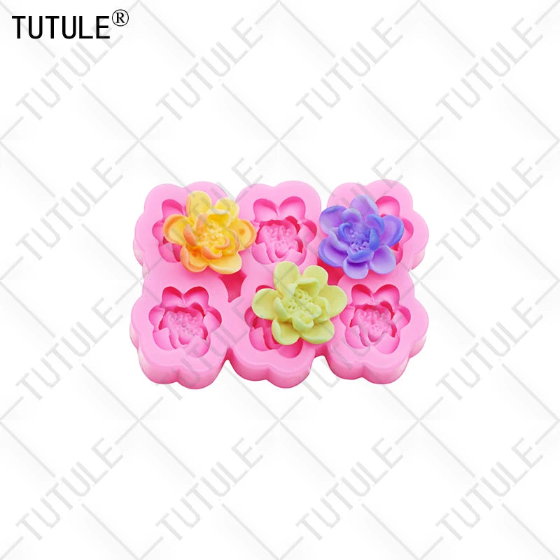 Peony Flower DIY Resin Phone Case Clay Mold 3D Peony Flower Resin Accessories Silicone Molds Flower Chocolate Fudge Cake Mold