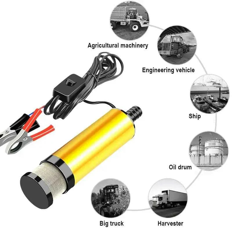 51MM 38MM Car Electric Oil Pump 12V 24V For Pumping Diesel Oil Water Submersible Aluminum Alloy Shell Fuel Transfer Pump