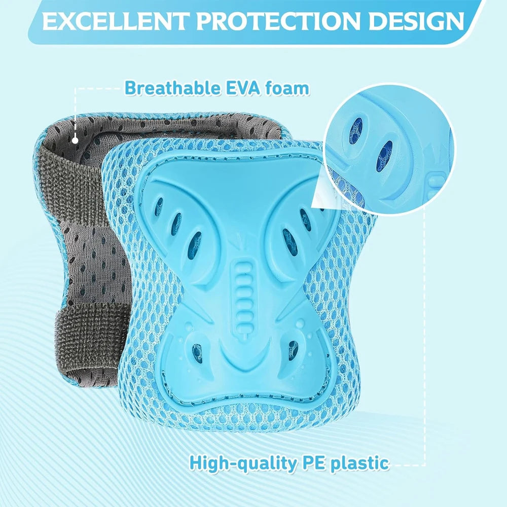 Kids Knee Pads and Elbow Pads Set with Wrist Guard 3 in 1 Kids Protective Gear Set for 3-10 Years for Skateboarding, Skiing, Cyc