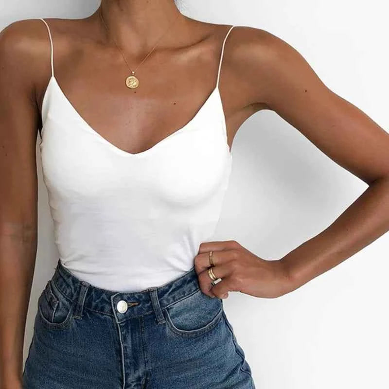 Summer Sexy Women Thin Wild Solid Camis Vest Tank Tops Female Strap Basic Tops Slim Sleeveless Camisole