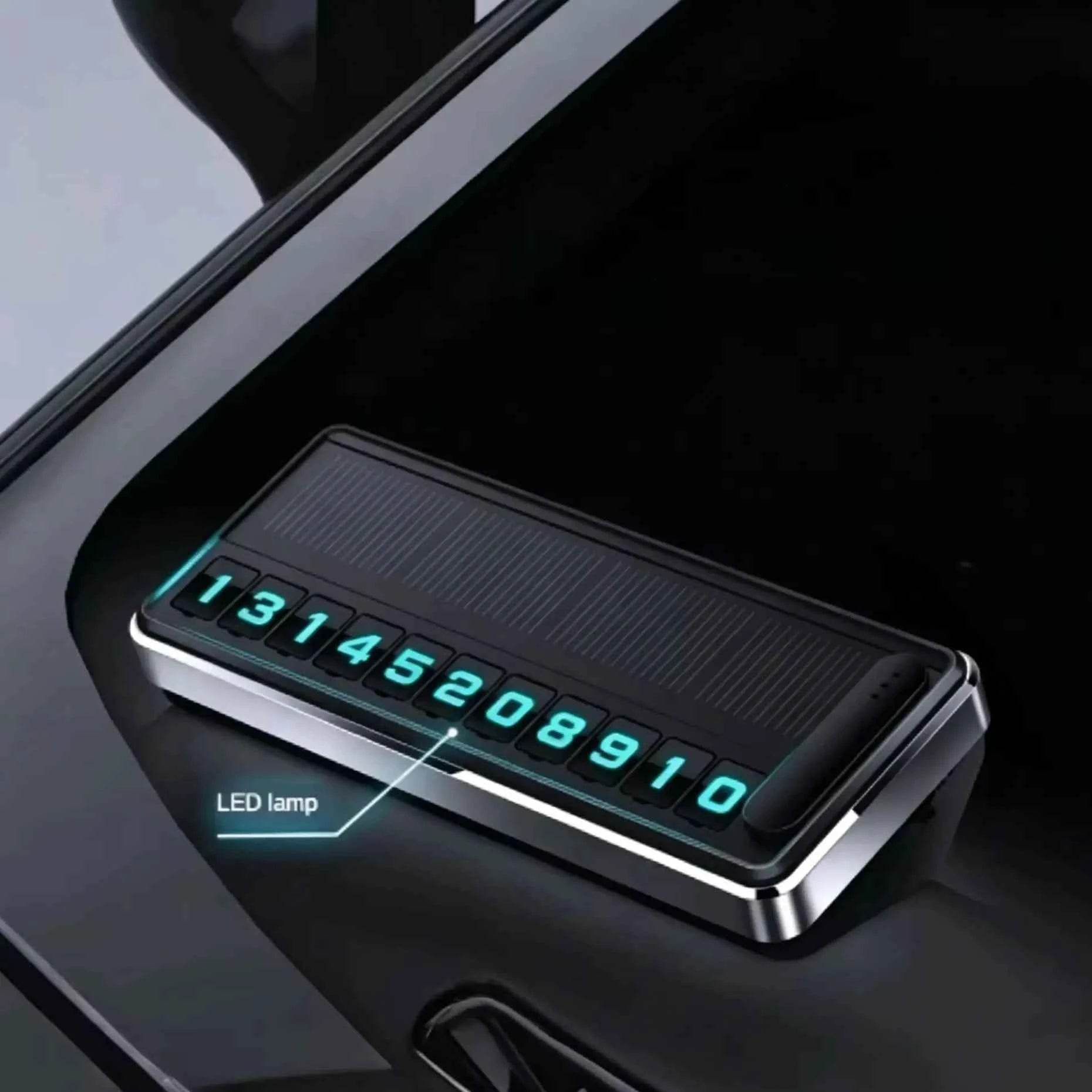 Solar Powered LED Temporary Parking Card, Multi-Number Hidden Plate, Car Parking Stop Gadget