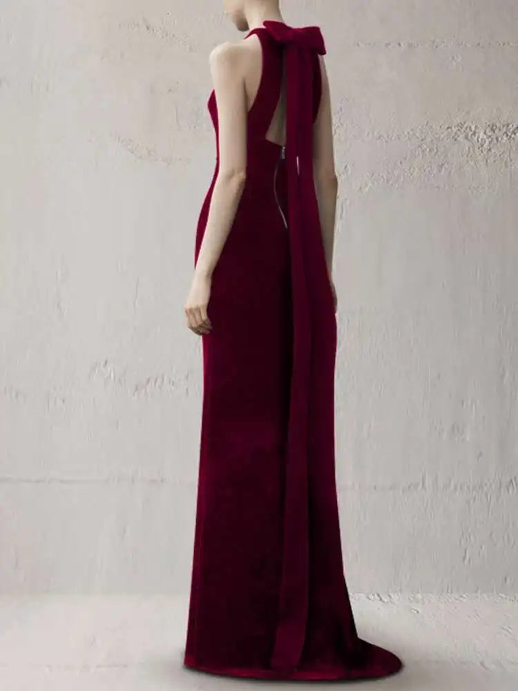 DEAT Elegant Dress Bowknot Ribbon Backless Zip Sleeveless Mermaid Women's Evening Party Dresses 2026 Spring New Fashion 35Z1299