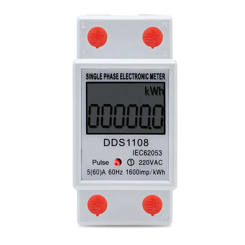 LCD Digital Display Power Consumption Meter Single Phase Energy Meter Watt Wattmeter kWh 230V AC 50Hz 60A Electric Din Rail