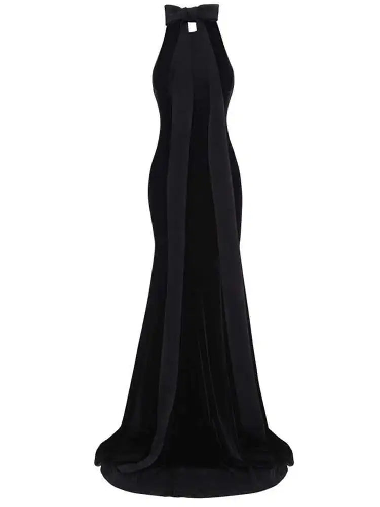 DEAT Elegant Dress Bowknot Ribbon Backless Zip Sleeveless Mermaid Women's Evening Party Dresses 2026 Spring New Fashion 35Z1299