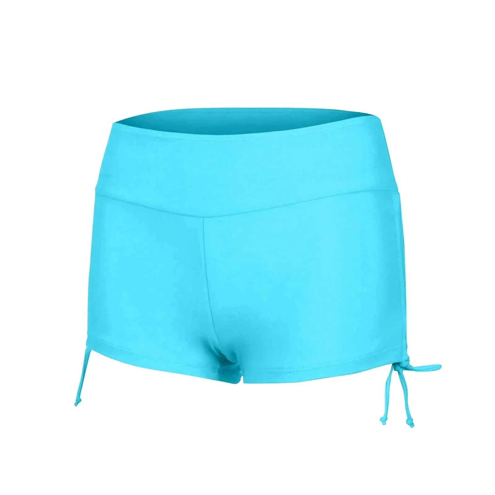 Women'S Summer Swimwear Briefs Solid Colored Boxer Beach Shorts High Waist Side Adjustable Drawstring Elastic Sports Swimsuit