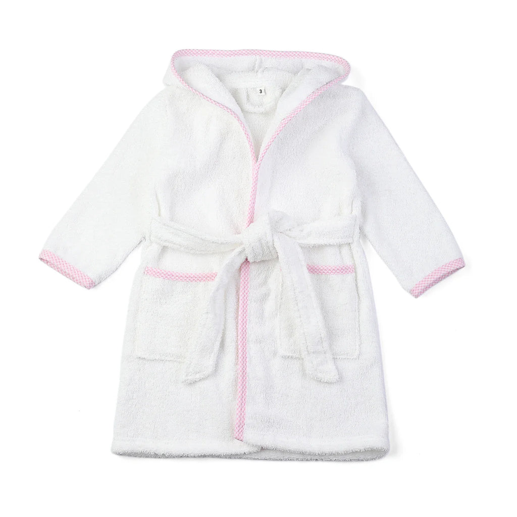 Ruffkids 100% Cotton BathRobe Boys Girls Robe Pajamas Sleepwear With Belt White Pijamas Long Sleeve Hooded Bath Towels Kids Pjs