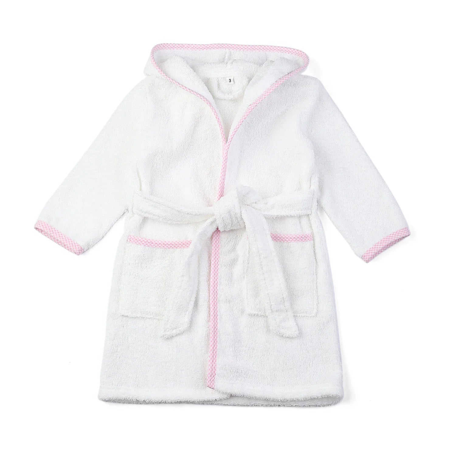 Ruffkids 100% Cotton BathRobe Boys Girls Robe Pajamas Sleepwear With Belt White Pijamas Long Sleeve Hooded Bath Towels Kids Pjs