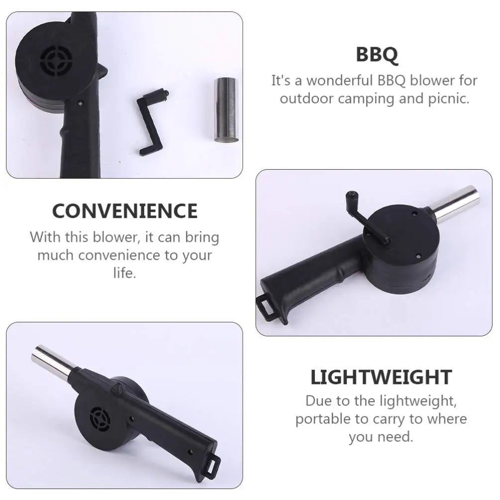 Mini Hand-cranked Air Blower Portable BBQ Grill Fire Bellows Barbecue Fan for Picnic Camping Outdoor Grilling Essentials